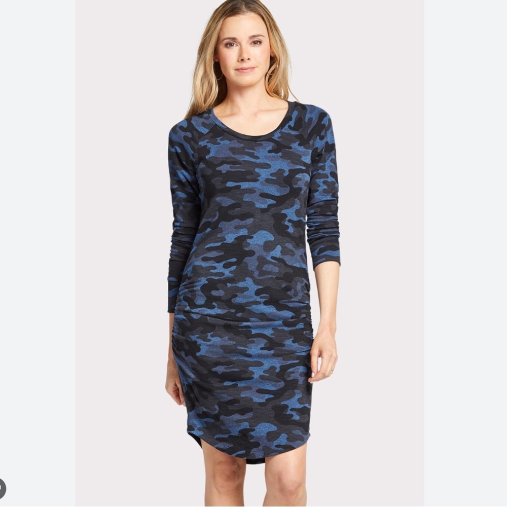 Anthropologie Sundry Camo Sweatshirt Dress Size Medium (2) Blue & Black